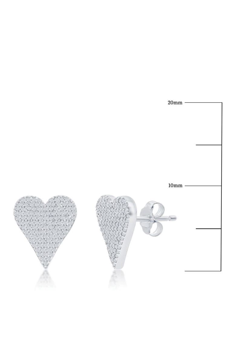 SIMONA Sterling Silver Pavé Diamond Heart Stud Earrings - 0.14ct., Alternate, color, Silver
