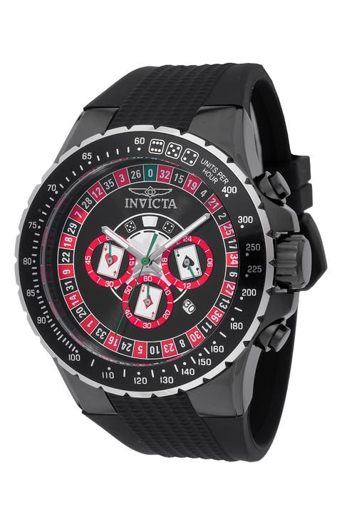 Aviator Chronograph Silicone Strap Watch, 50mm