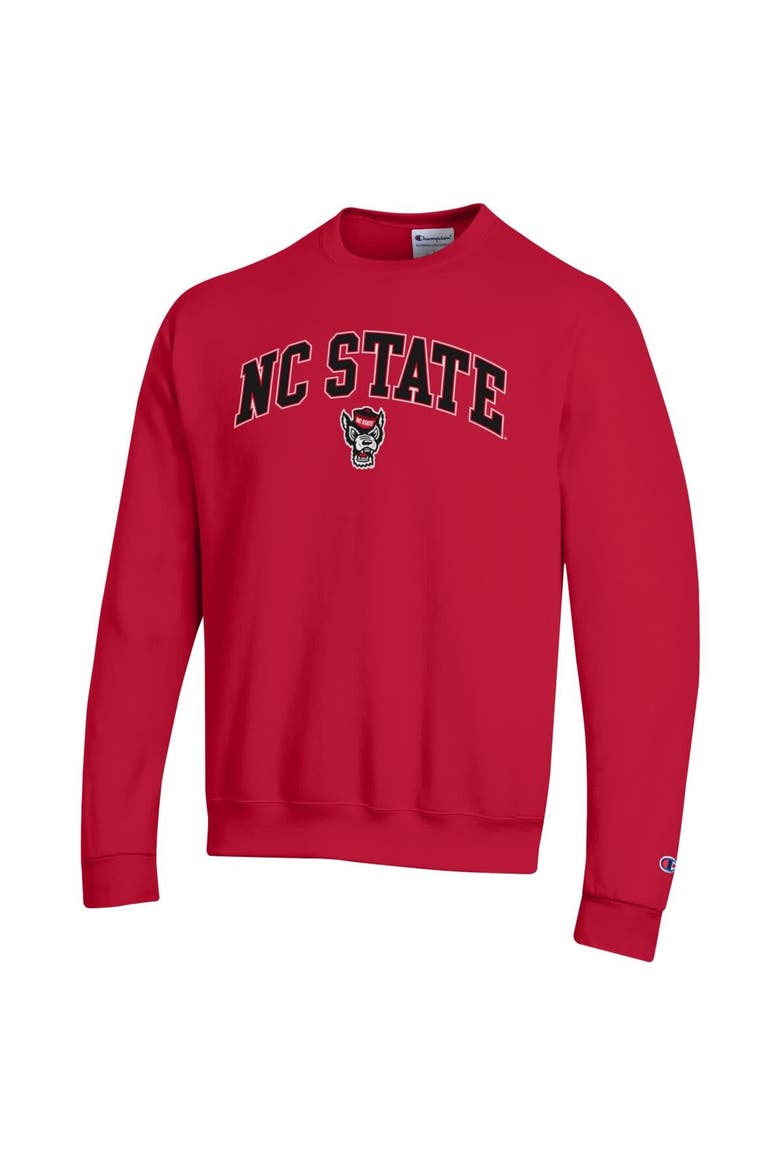 Men's Champion  Red NC State Wolfpack Arch Over Logo Pullover Sweatshirt, Alternate, color, Red