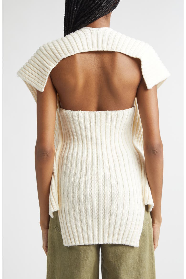 Greer Cutout Rib Cotton Sweater, Alternate, color, ECRU