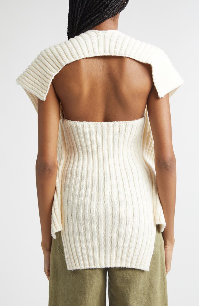 OSSOU Greer Cutout Rib Cotton Sweater, Alternate, color, Ecru