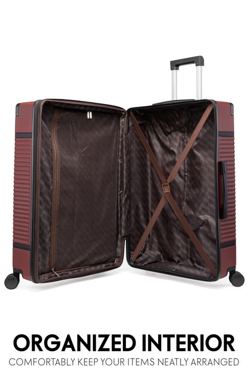 Elle Bville 3 Piece Expandable Retro Spinner Luggage Set In Burgundy