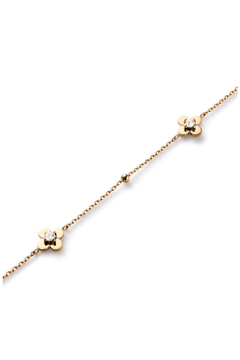 Solid Yellow Gold - Mini Flower Station Bracelet, Alternate, color, Diamond