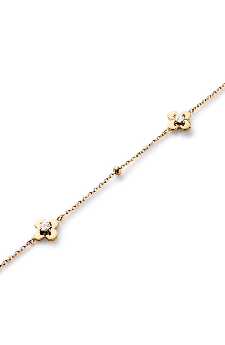 Ana Luisa Solid Yellow Gold - Mini Flower Station Bracelet, Alternate, color, Diamond