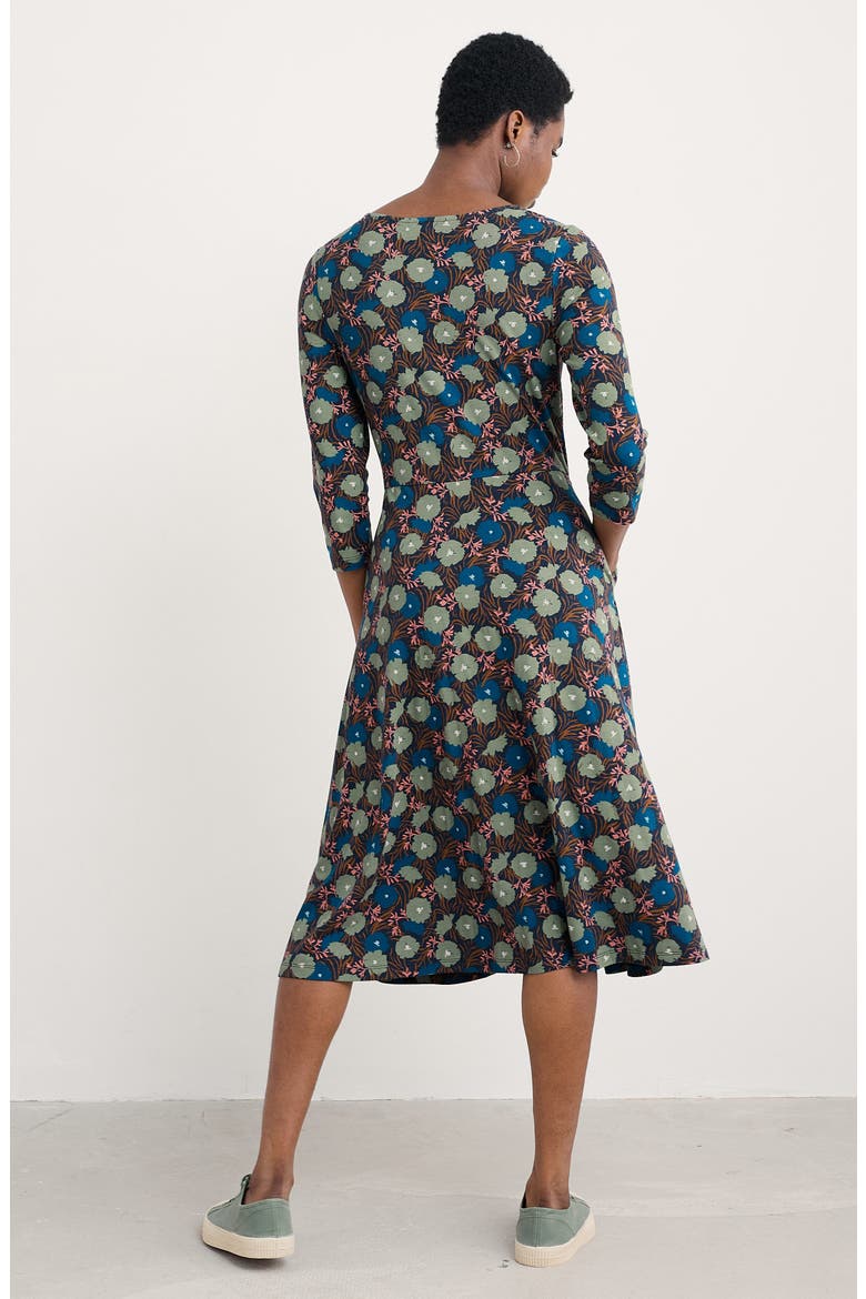 April Floral Stretch Organic Cotton Dress, Alternate, color, GRASS MEADOW MARITIME MAST
