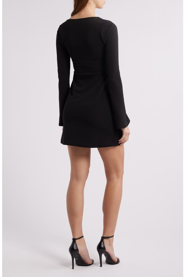 Long Sleeve Square Neck Minidress, Alternate, color, BLACK