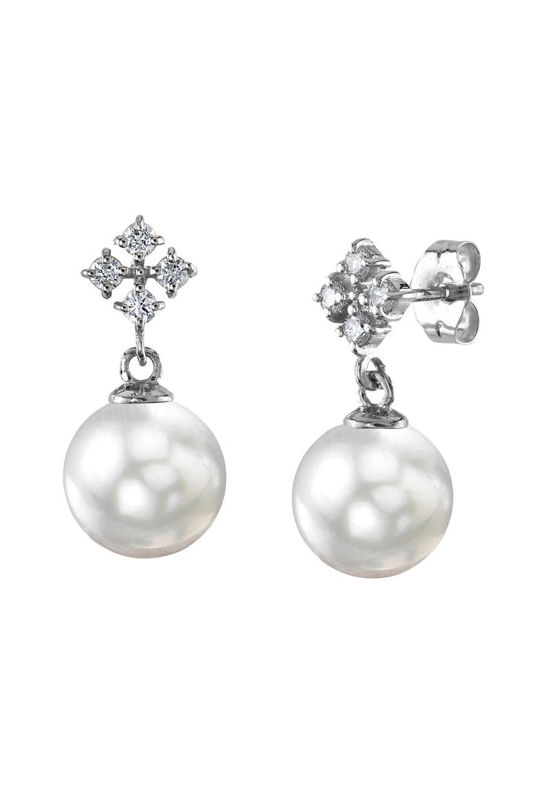 White South Sea Pearl & Diamond Millie Earrings, Main, color, White Gold
