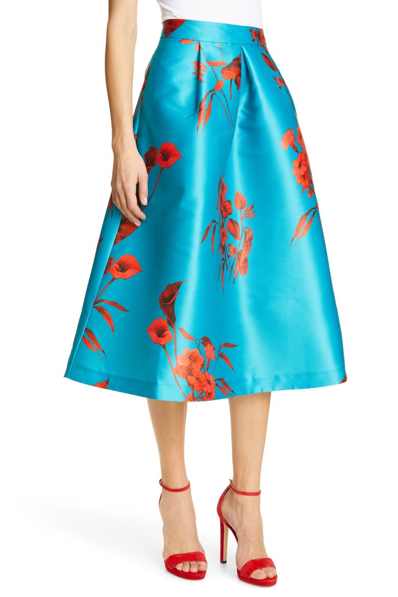 Arielle Fantasia Jacquard Full Skirt, Main, color, TURQUOISE