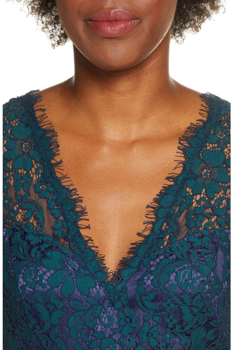 Lace Fit & Flare Dress, Alternate, color, GREEN