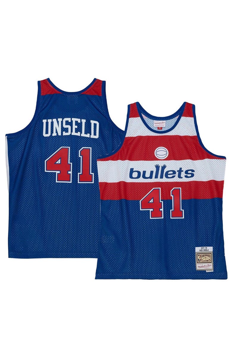 Mitchell & Ness Men's Mitchell & Ness Wes Unseld Blue Washington Bullets 1977/78 Hardwood Classics Swingman Jersey, Main, color, Blue