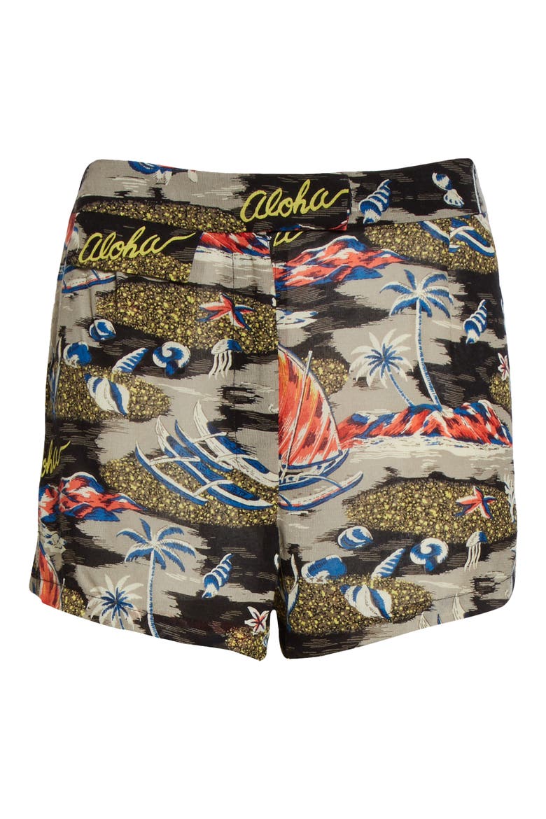 Aloha Print Shorts (Nordstrom Exclusive), Alternate, color, BLACK MULTI