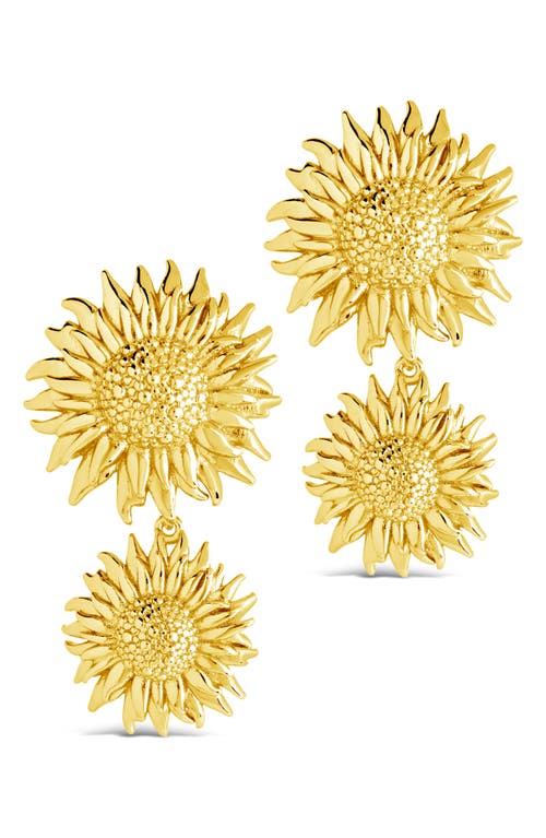 Sterling Forever Gold-tone Or Silver-tone Triple Sunflower Solaris Drop Studs