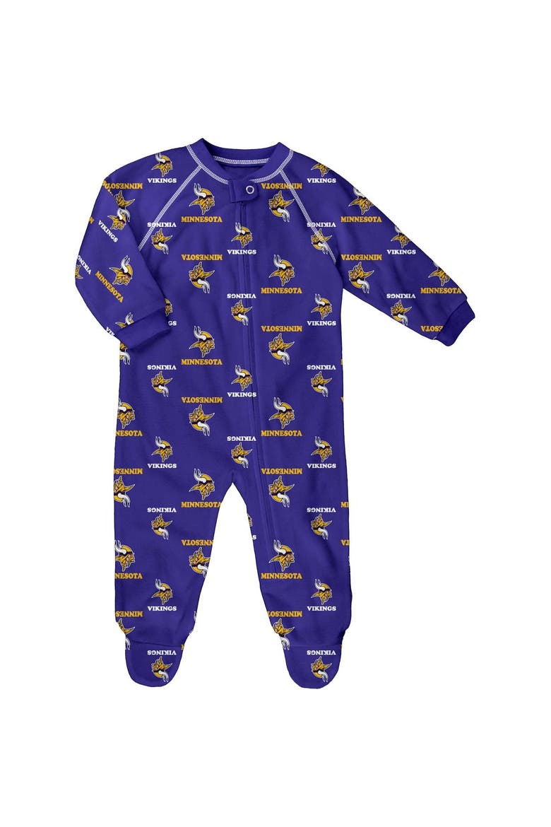 Newborn Purple Minnesota Vikings Allover Print Raglan Full-Zip Jumper, Main, color, Purple