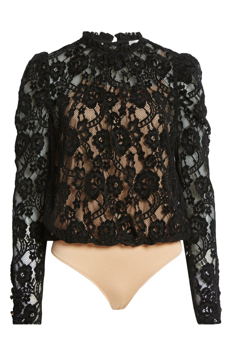 WAYF Emma Puff Sleeve Lace Bodysuit, Alternate, color, 