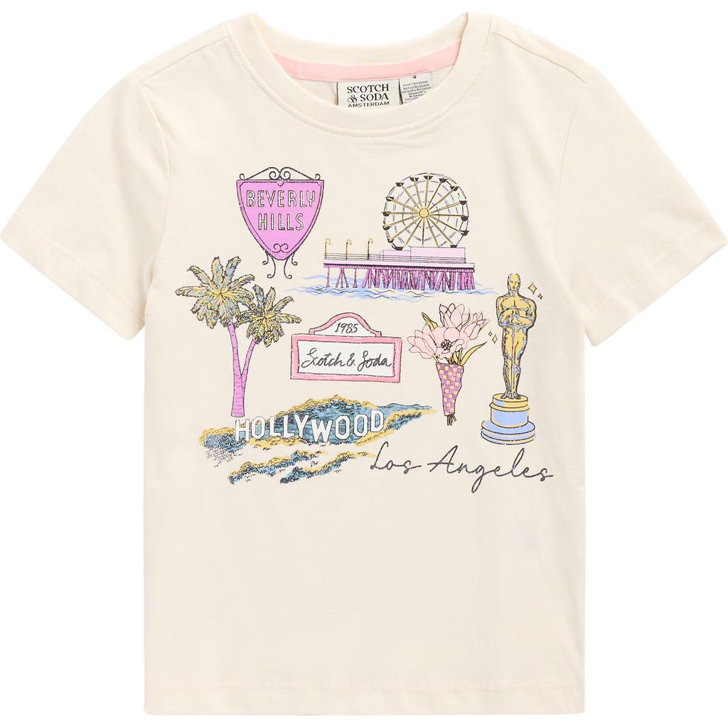 Scotch & Soda Kids' Los Angeles Logo Graphic T-shirt In Neutral
