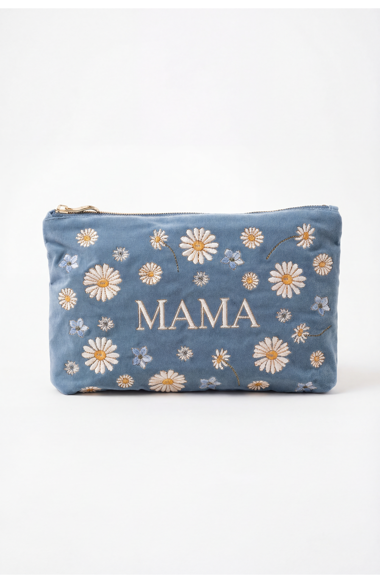 Elizabeth Scarlett Daisy Dream Mama Velvet Everyday Pouch, Main, color, Blue