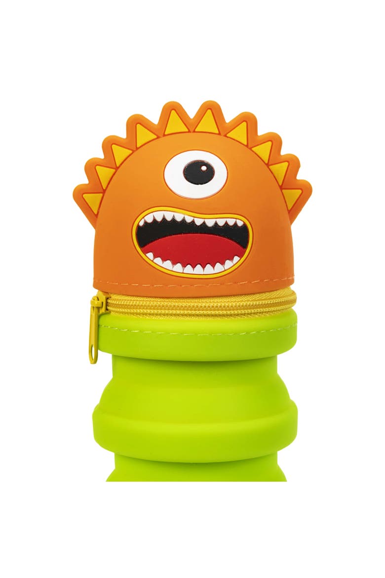 Retractable Pencil Case, Orange Monster Character, Alternate, color, Multicolored