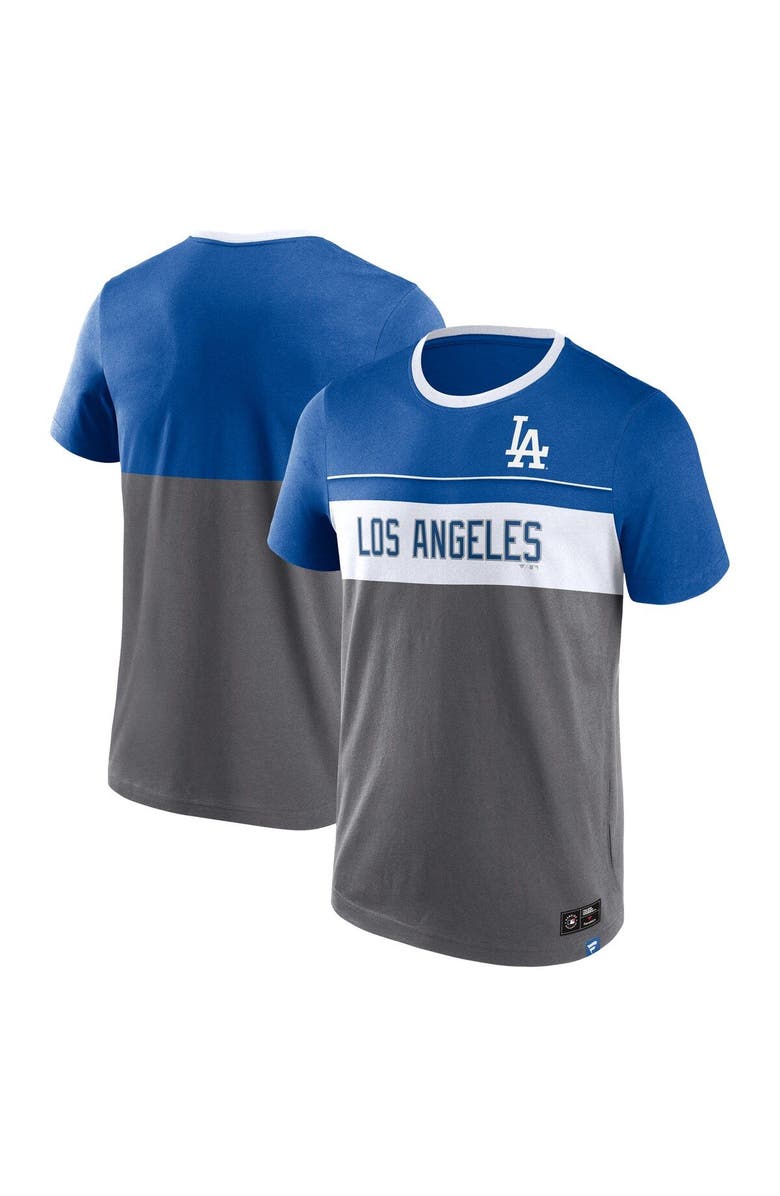 FANATICS Men's Fanatics Branded Gray Los Angeles Dodgers Claim The Win T-Shirt, Main, color, 