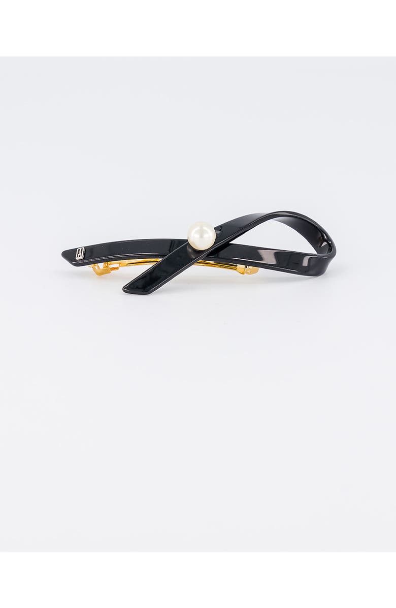 Alexandre de Paris Lutece acetate and pearl barette, Alternate, color, Black