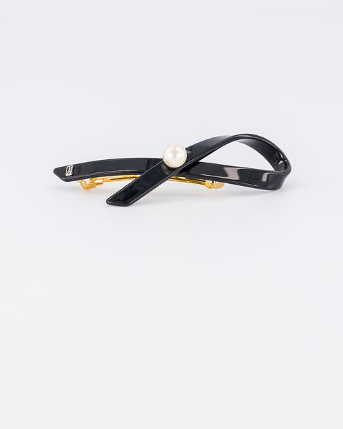 Alexandre De Paris Lutece Acetate And Pearl Barette In Black
