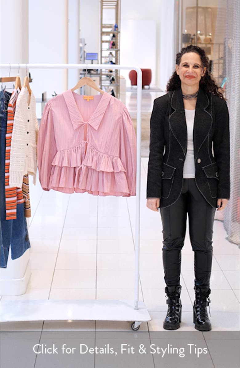 Plissé Tie Front Balloon Sleeve Top, sales video thumbnail