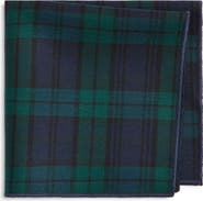 CLIFTON WILSON Tartan Green Plaid Wool Pocket Square