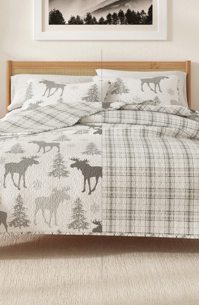 Woven & Weft Lodge Quilt Set, Alternate, color, Moose - Grey