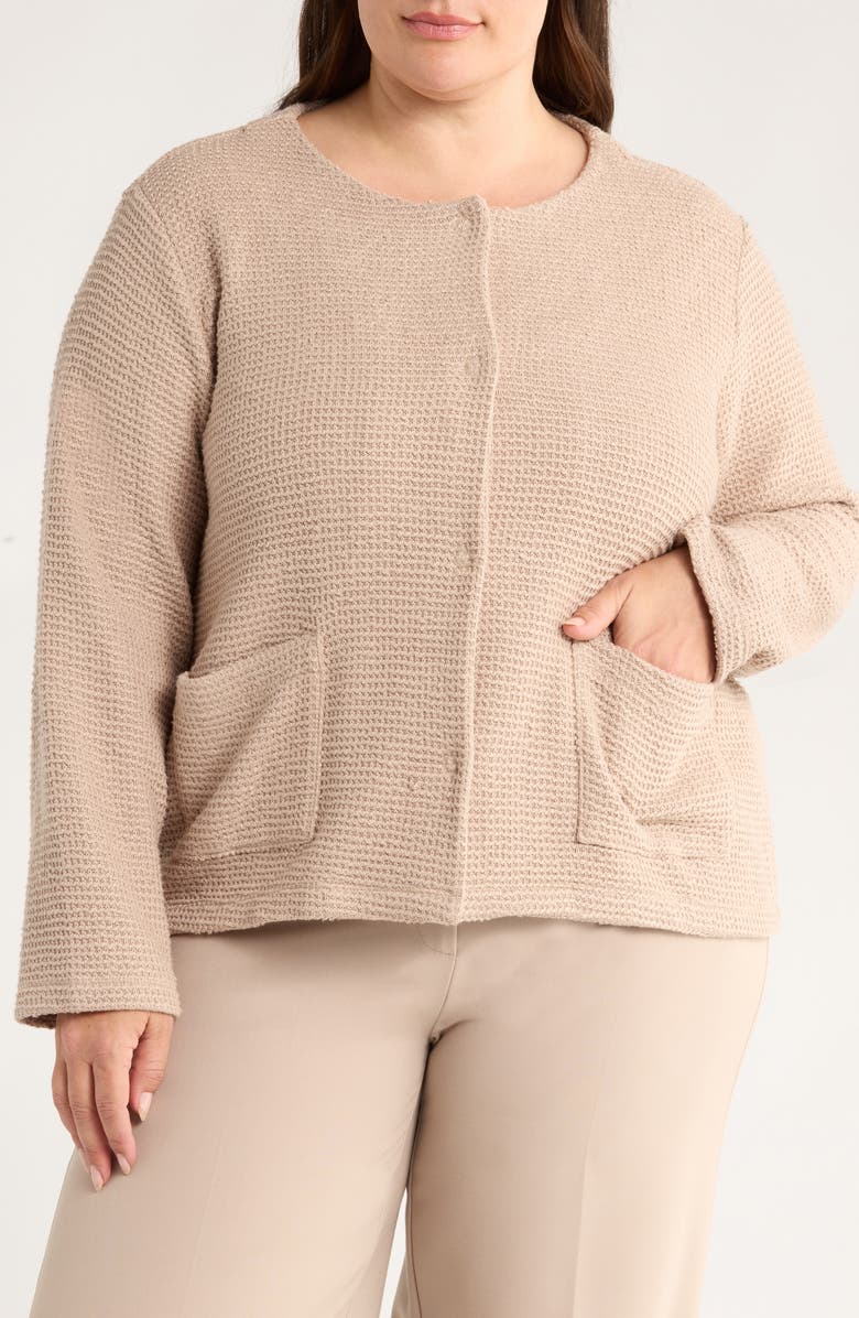 Eileen Fisher Textured Organic Cotton Jacket, Alternate, color, Wheat
