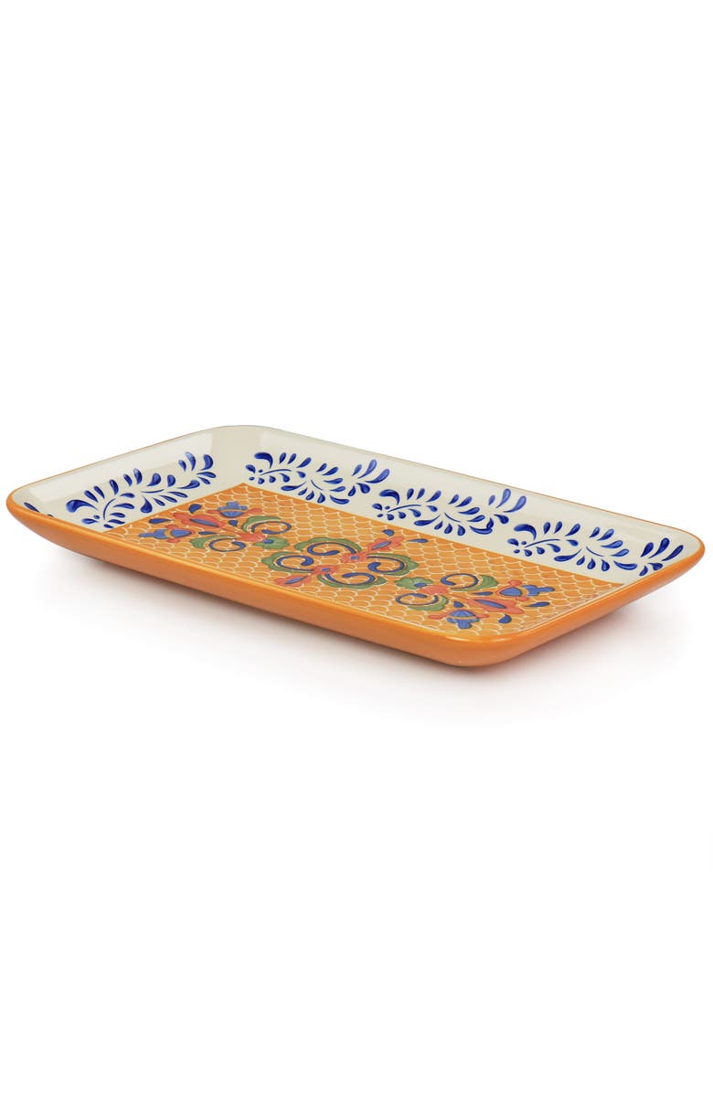 Laurie Gates Tierra Rectangular Stoneware Serving Platter, Alternate, color, Orange
