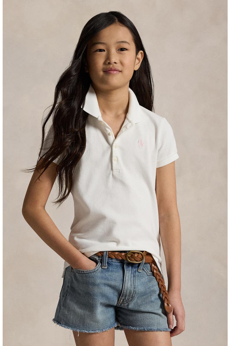 Kids' Stretch Cotton Mesh Polo, Alternate, color, WHITE