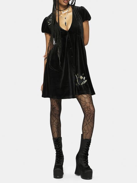Bluesow Thistles Velour Mini Dress