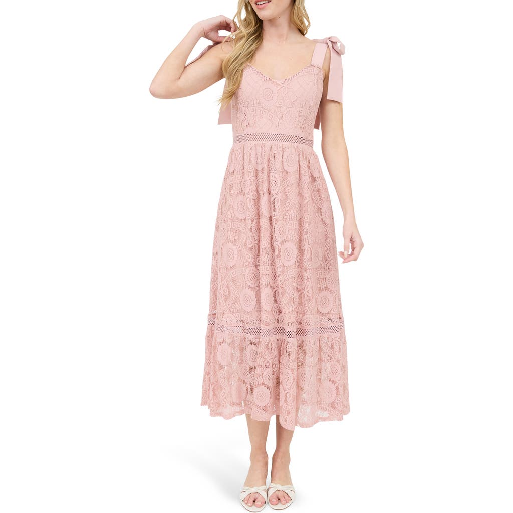 BLU PEPPER BLU PEPPER TIE SHOULDER LACE MIDI DRESS