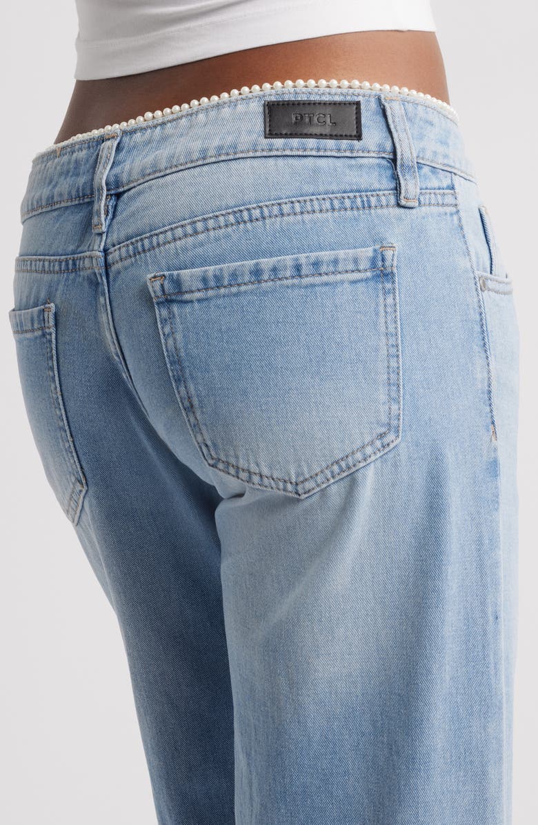 PTCL Faux Pearl Trim Wide Leg Jeans, Alternate, color, Indigo