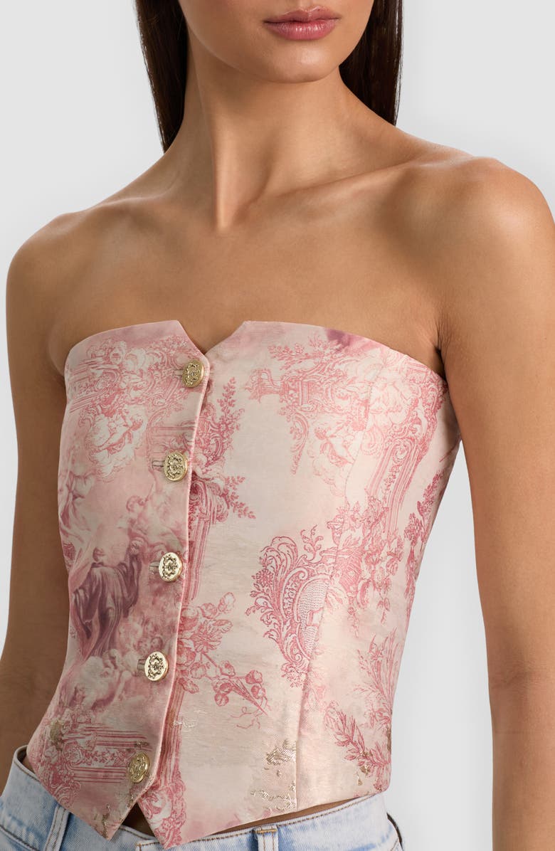 Alice + Olivia Kelcey Floral Jacquard Strapless Top, Alternate, color, 