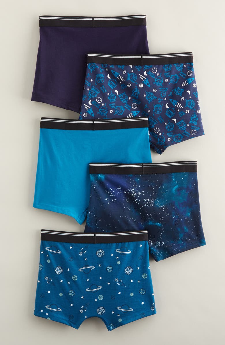 Nordstrom Kids' Assorted 5-Pack Boxer Briefs, Alternate, color, Evening Astro Pack