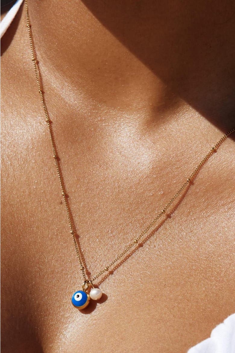 Evil Eye Necklace, Alternate, color, Gold
