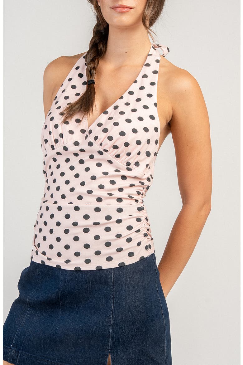 Polka Dot Halter Neck Tank, Alternate, color, PINK
