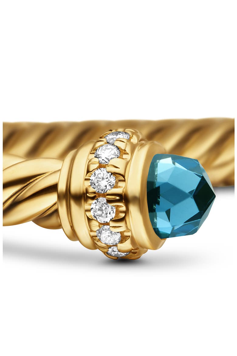Classic Cablespira® 18K Yellow Gold & Diamond Bracelet, 3mm, Alternate, color, BLUE TOPAZ