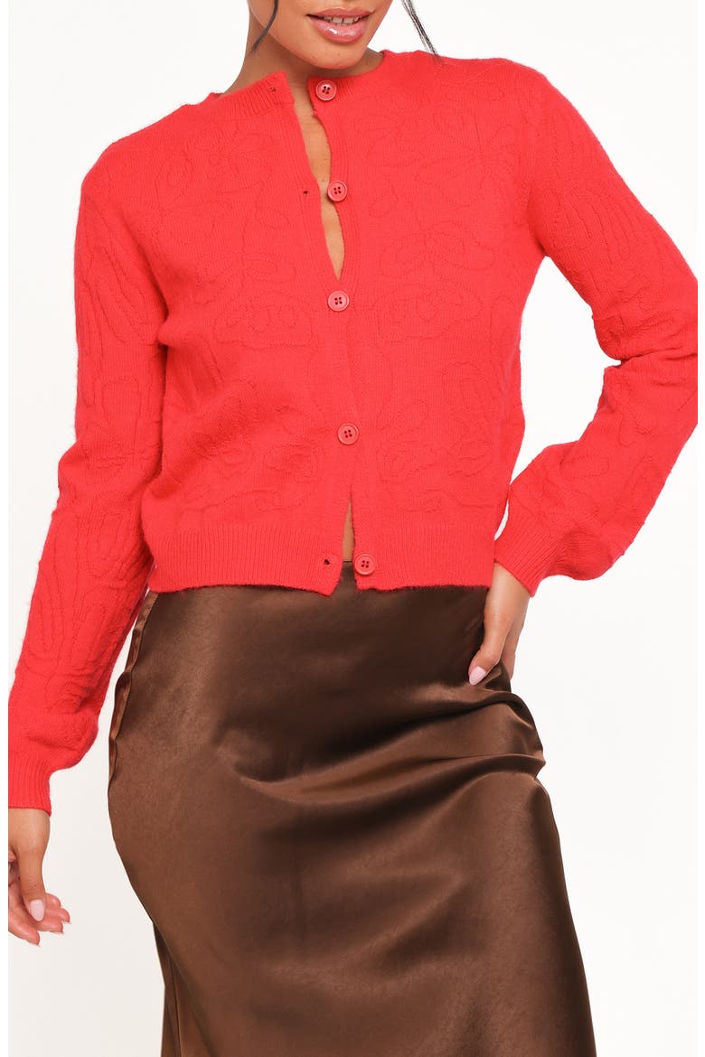 Fauna Tonal Stitch Cardigan, Main, color, RED