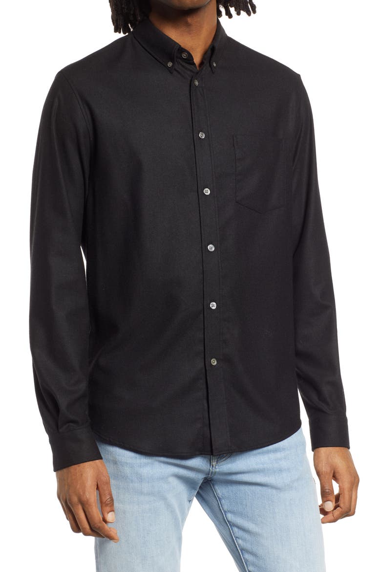 Washable Button-Up Shirt, Main, color, NOIR