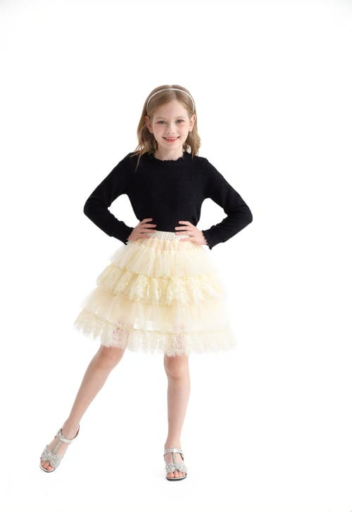 Sweet Cactus Knit Top With Tulle Skirt In Black