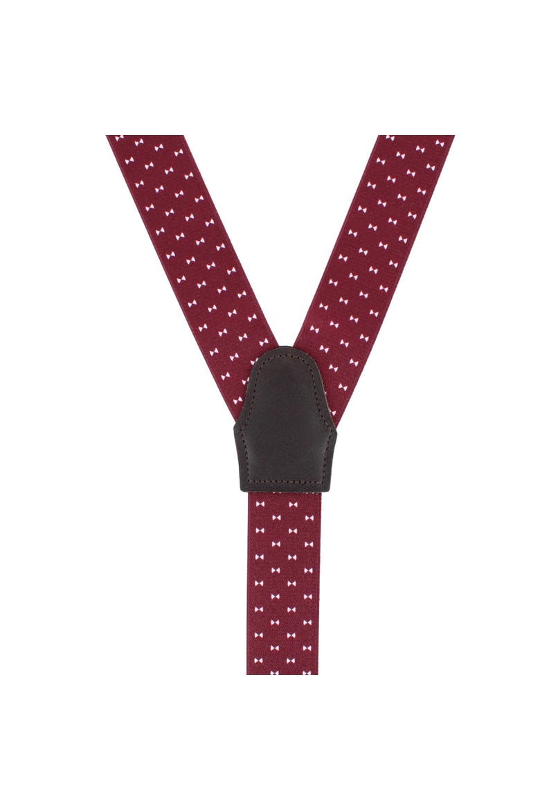 The Micro Bow Classic Elastic Button End Suspenders, Alternate, color, Burgundy