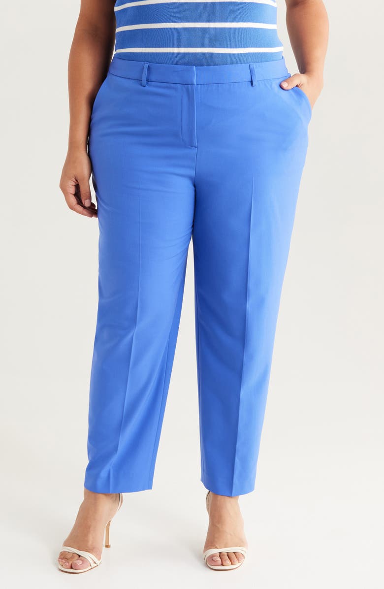 Tahari ASL Classic Straight Leg Pants, Main, color, Pacific Blue