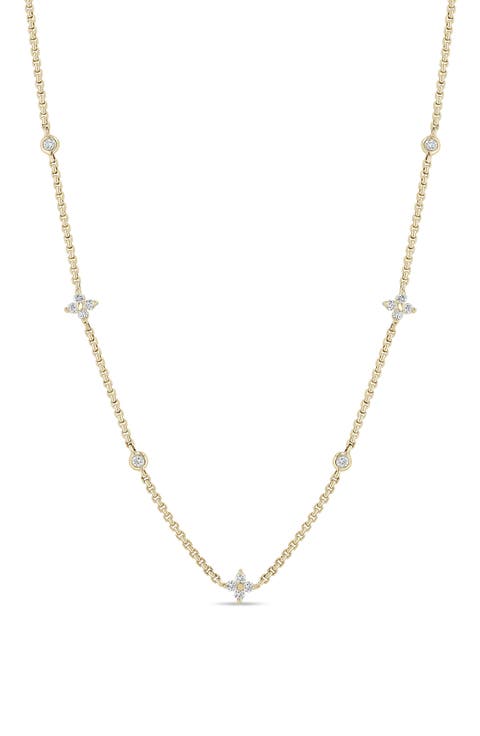 Quad Diamond Station Necklace