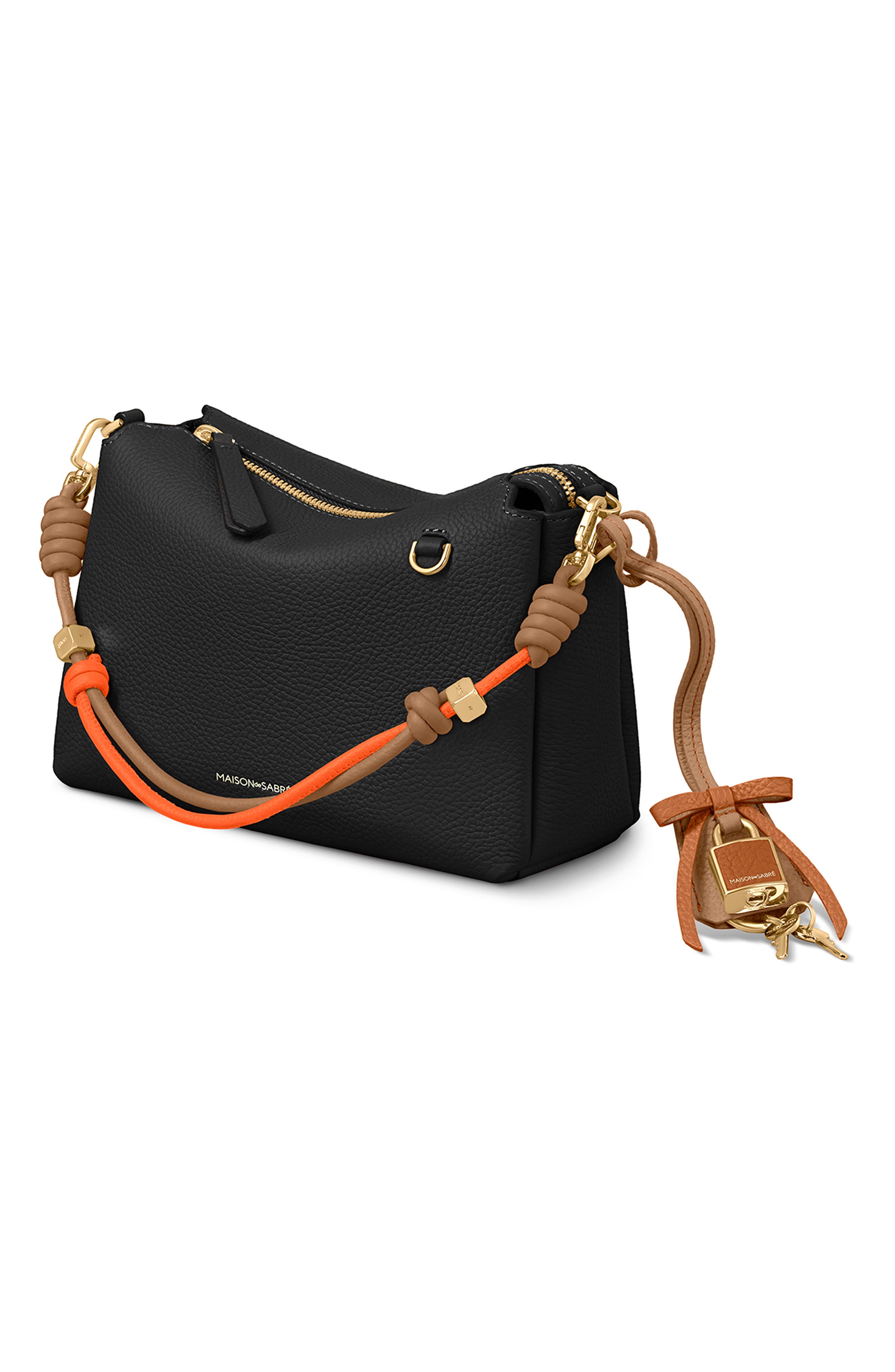 MAISON de SABRÉ The Bow Padlock Charm, Alternate, color, Sandstone Pecan
