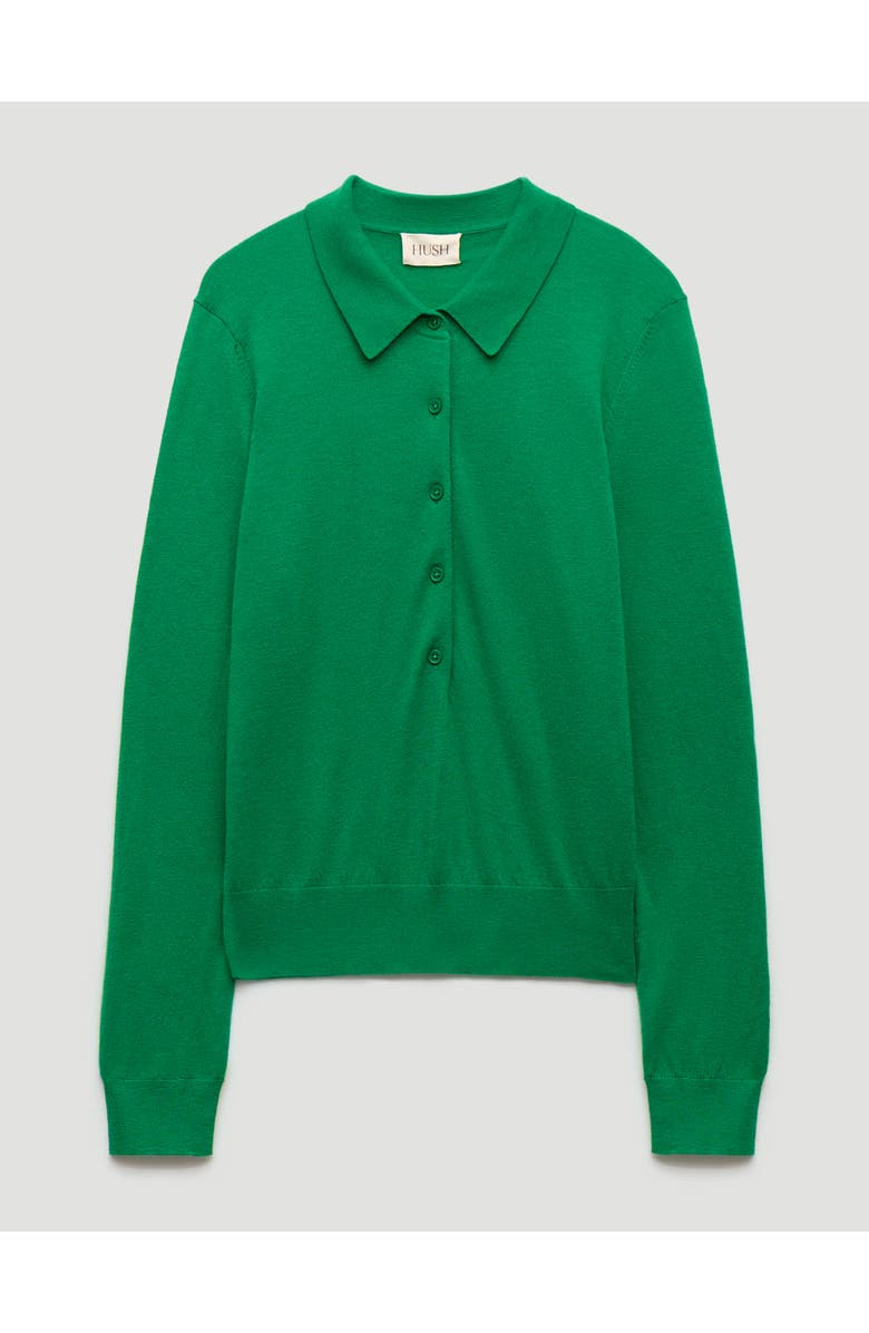 Hush Merino Long Sleeve Polo Top, Alternate, color, Bright Green