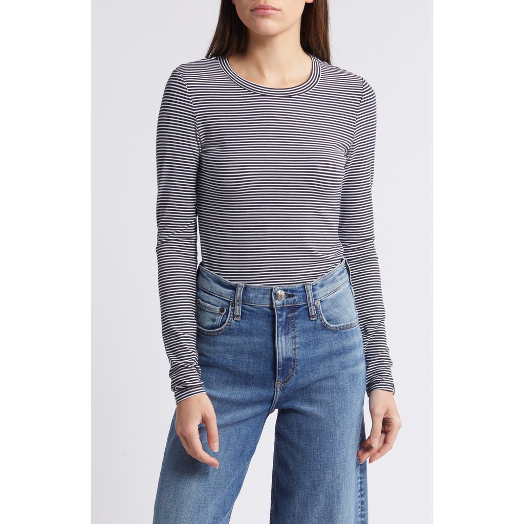 Rag & Bone Luca Stripe Long-sleeve Top In Blackwhite