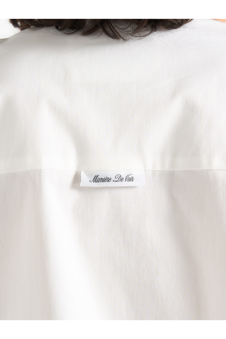 Maura Oversized Cropped Roll Sleeve Cotton Shirt, Alternate, color, White