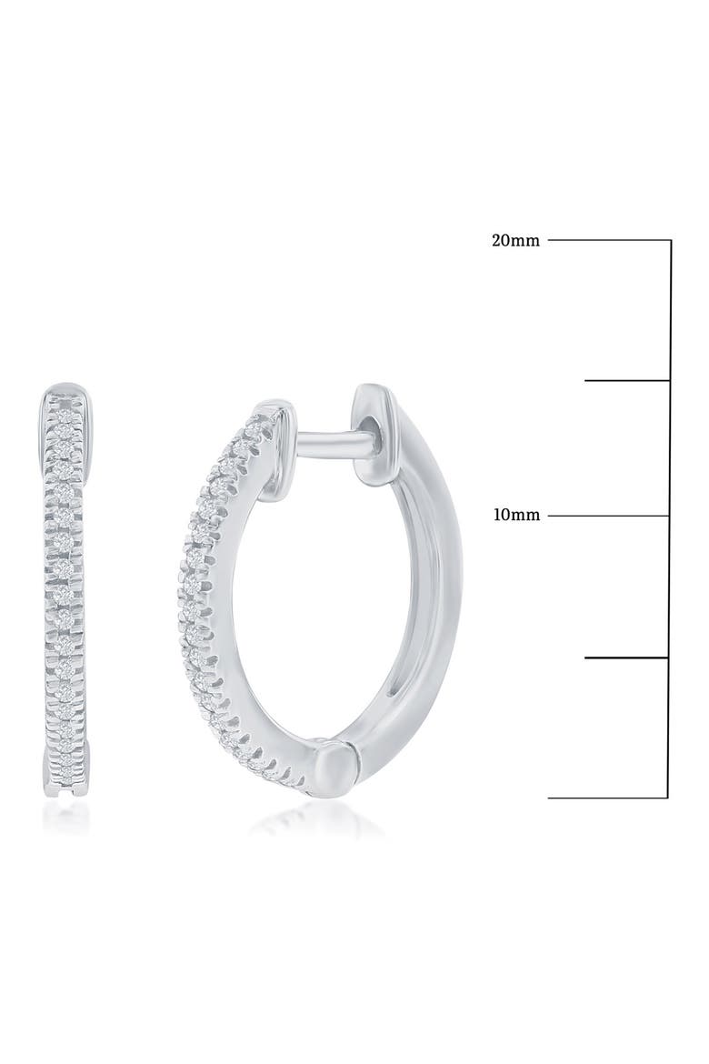 Sterling Silver Pavé Diamond Huggie Hoop Earrings - 0.07ct., Alternate, color, SILVER
