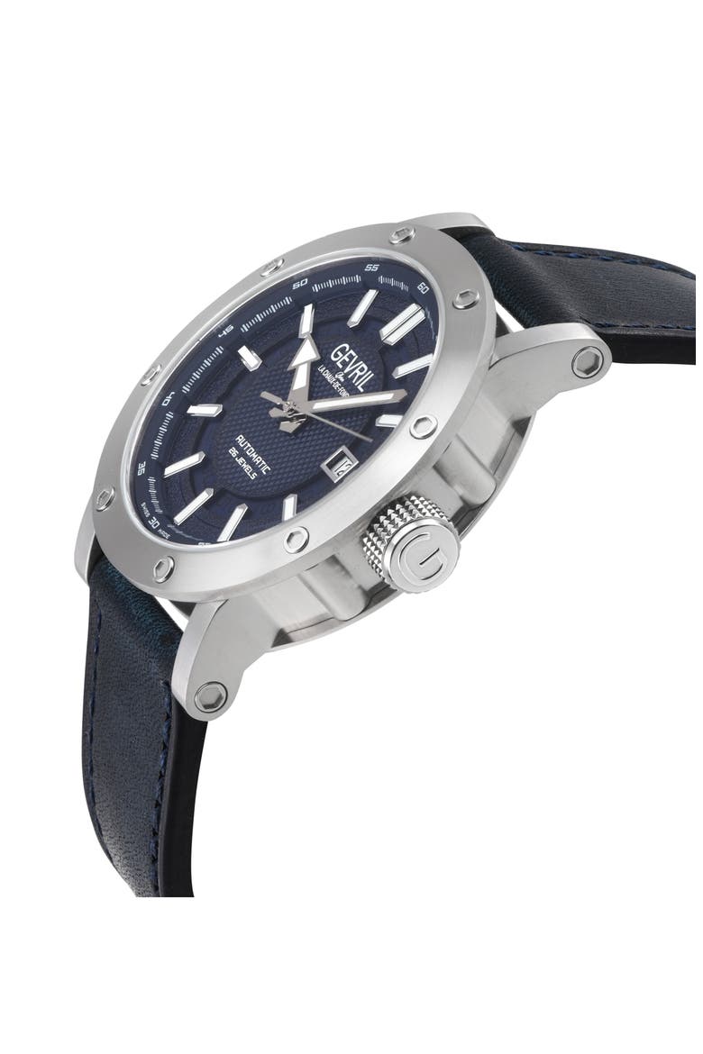 Flat Iron Limited Edition Leather Strap Watch, 42mm, Alternate, color, BLUE
